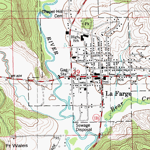 Topographic Map of La Farge, WI