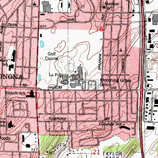 Topographic Map of La Follette High School, WI