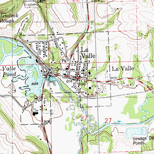 Topographic Map of La Valle, WI