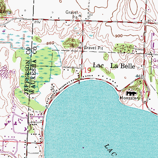 Topographic Map of Lac La Belle, WI