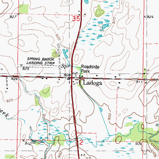 Topographic Map of Ladoga, WI