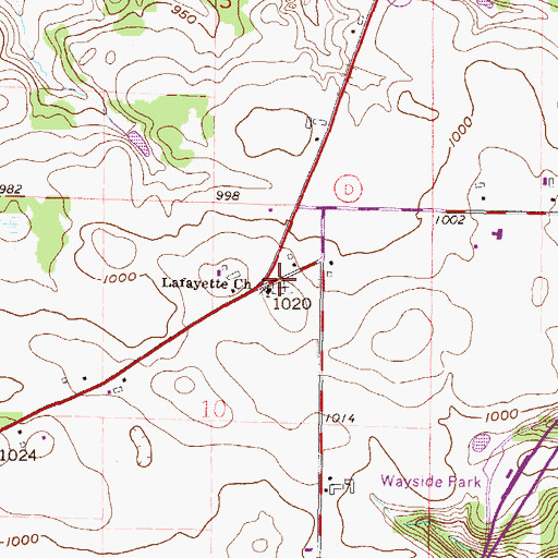 Topographic Map of Lafayette Church, WI