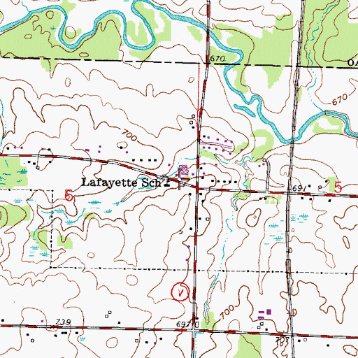 Topographic Map of Lafayette School, WI