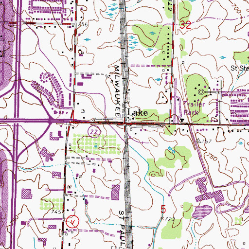 Topographic Map of Lake, WI