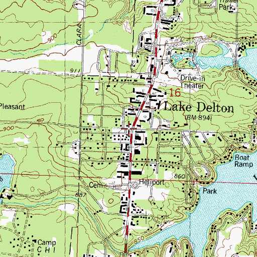 Topographic Map of Lake Delton, WI