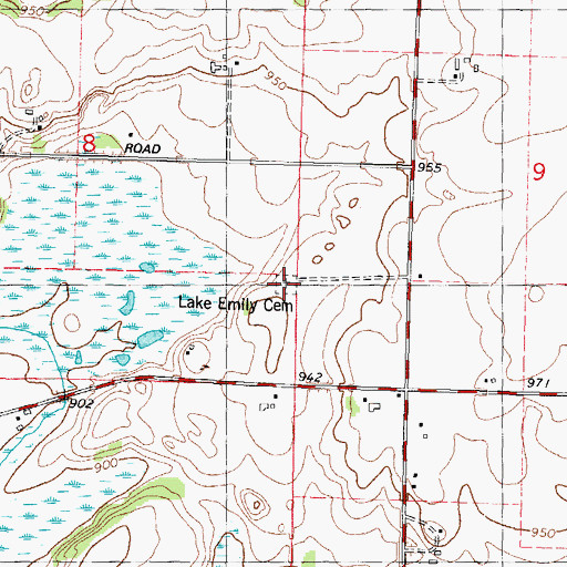 Topographic Map of Lake Emily Cemetery, WI