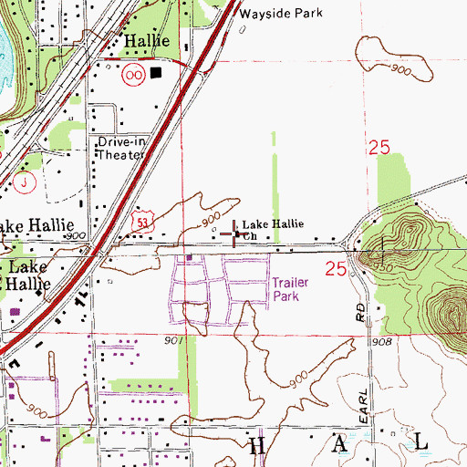 Topographic Map of Lake Hallie Church, WI