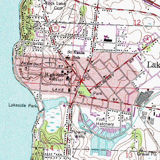 Topographic Map of Lake Mills, WI
