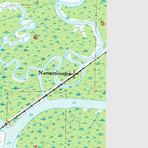 Topographic Map of Nenemoosha, AL