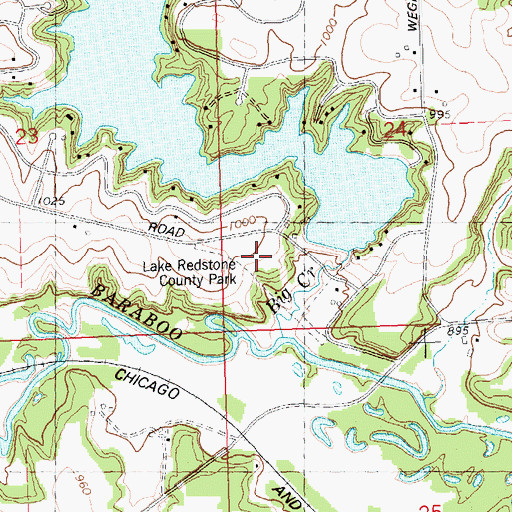 Topographic Map of Lake Redstone County Park, WI