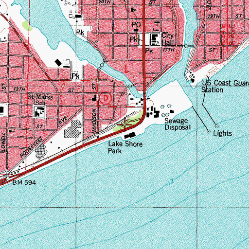 Topographic Map of Lake Shore Park, WI