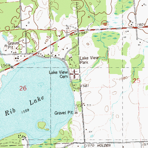 Topographic Map of Lakeview Cemetery, WI