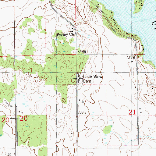 Topographic Map of Lake View Cemetery, WI