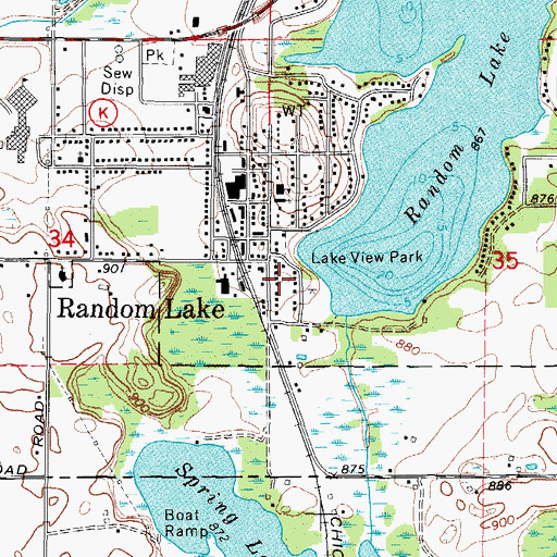 Topographic Map of Lake View Park, WI