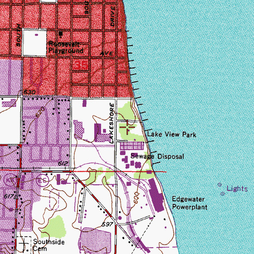 Topographic Map of Lake View Park, WI