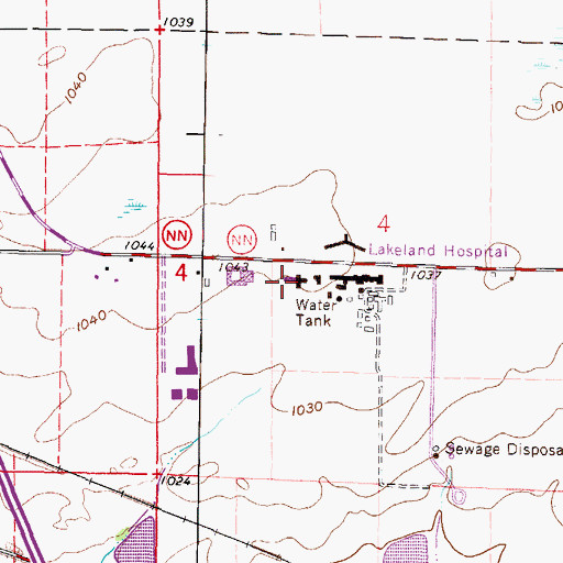 Topographic Map of Aurora Lakeland Medical Center, WI