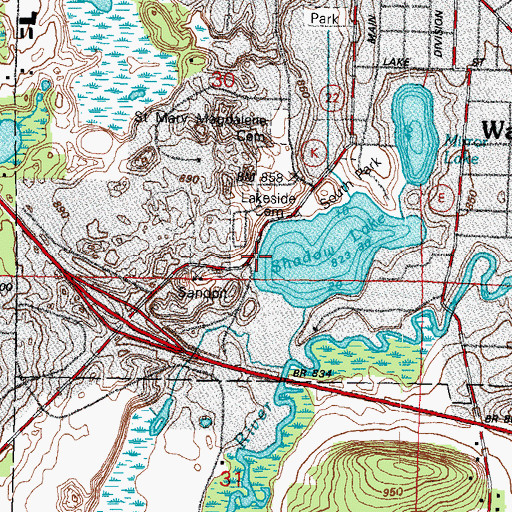 Topographic Map of Lakeside Memorial Park, WI