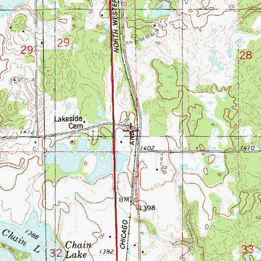 Topographic Map of Lakeside Cemetery, WI