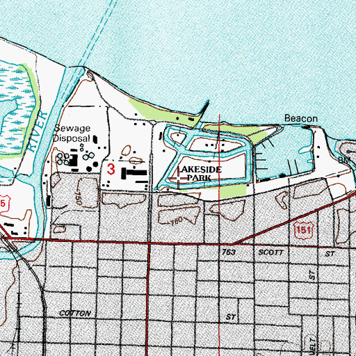 Topographic Map of Lakeside Park, WI