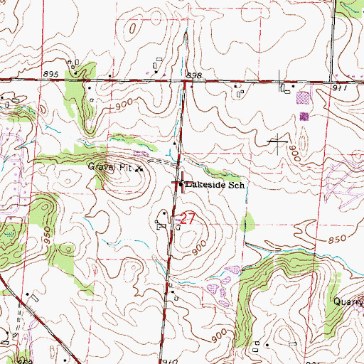 Topographic Map of Lakeside School, WI