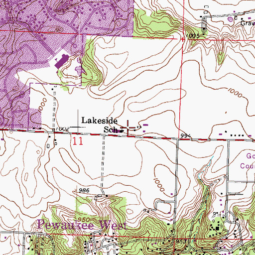 Topographic Map of Lakeside Elementary School, WI