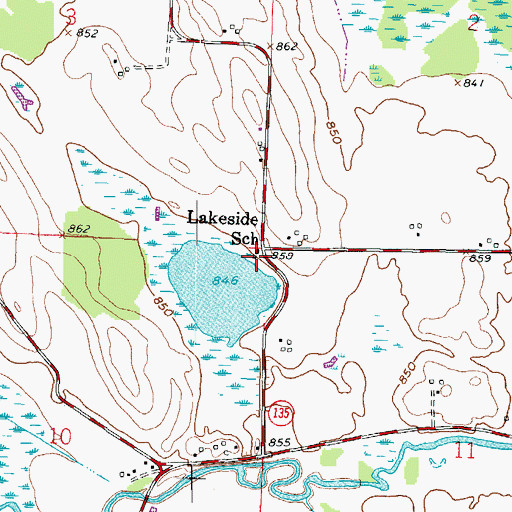 Topographic Map of Lakeside School (historical), WI