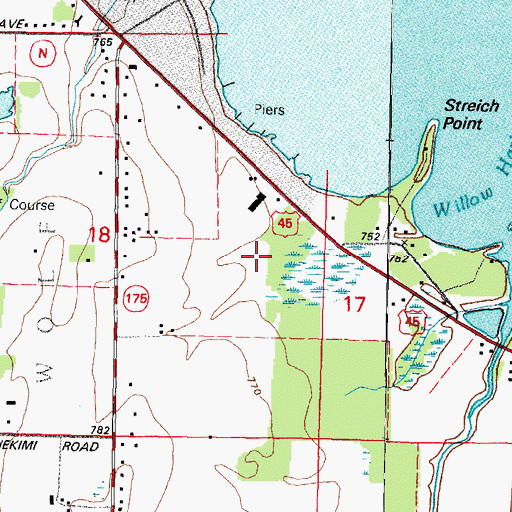 Topographic Map of Lakeside Green Meadow Elementary School, WI
