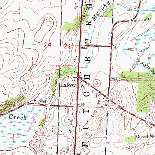 Topographic Map of Lakeview, WI