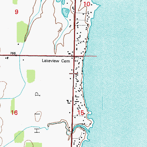 Topographic Map of Lakeview Cemetery, WI