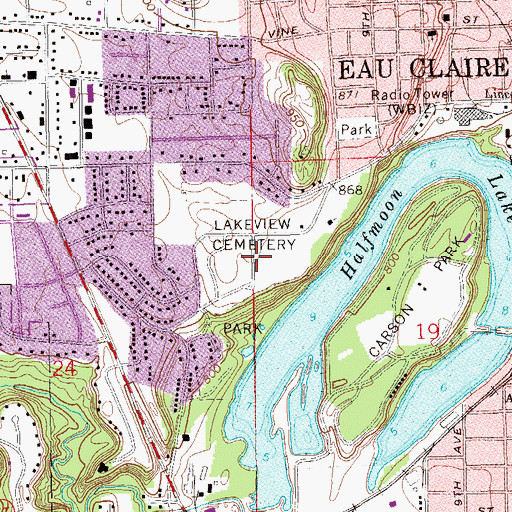 Topographic Map of Lakeview Cemetery, WI