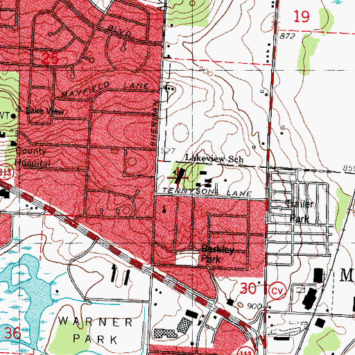 Topographic Map of Lake View Elementary School, WI