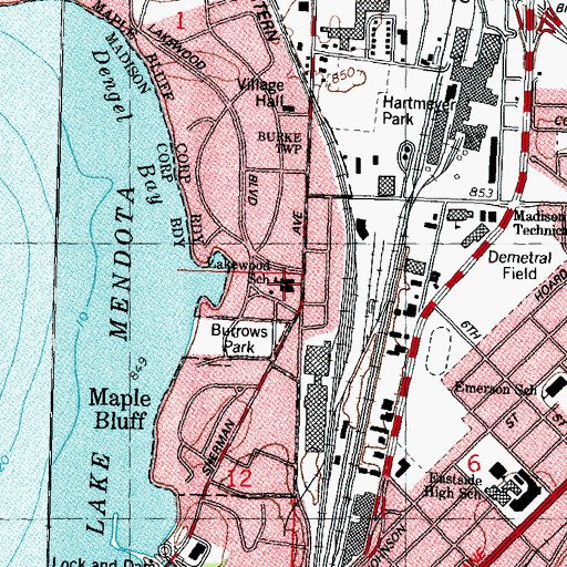 Topographic Map of Lakewood School, WI