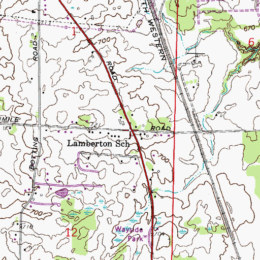 Topographic Map of Lamberton School, WI