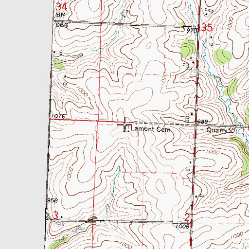 Topographic Map of Lamont Cemetery, WI