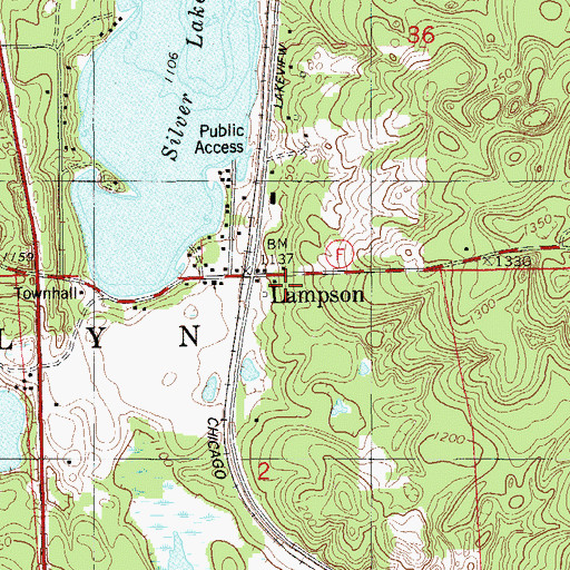 Topographic Map of Lampson, WI