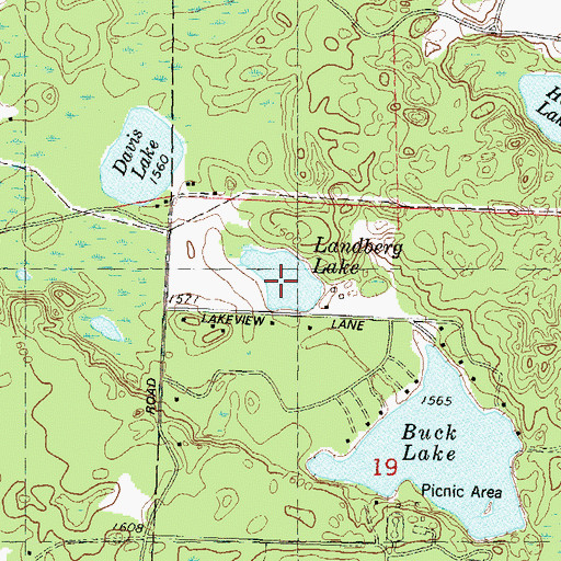 Topographic Map of Landberg Lake, WI
