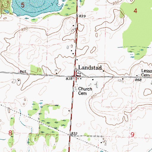 Topographic Map of Landstad, WI