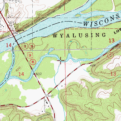 Topographic Map of Lane Creek, WI