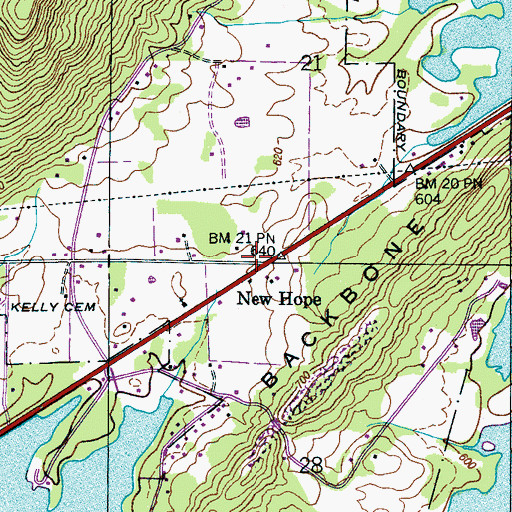 Topographic Map of New Hope, AL