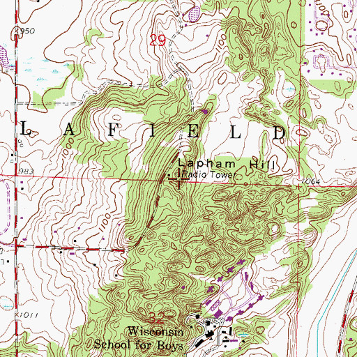Topographic Map of Lapham Hill, WI