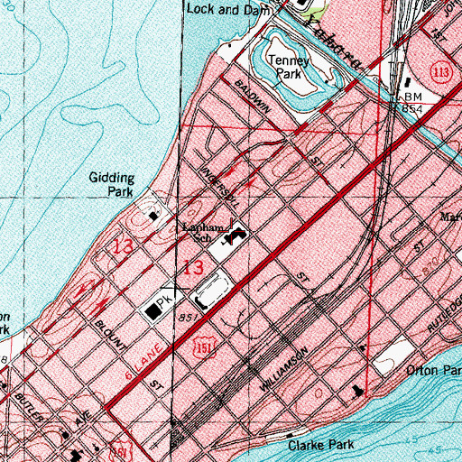 Topographic Map of Lapham Elementary School, WI