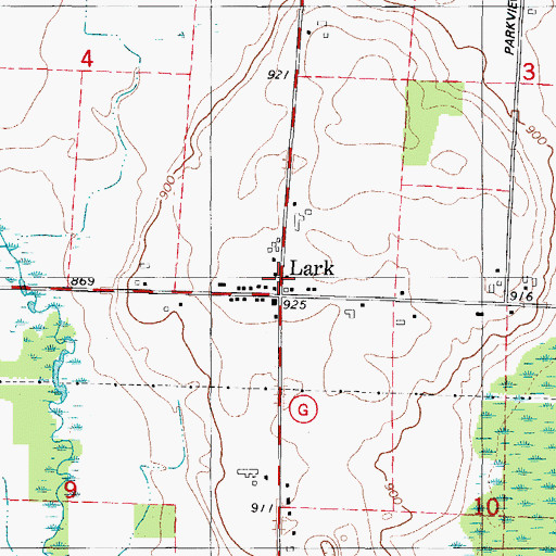 Topographic Map of Lark, WI