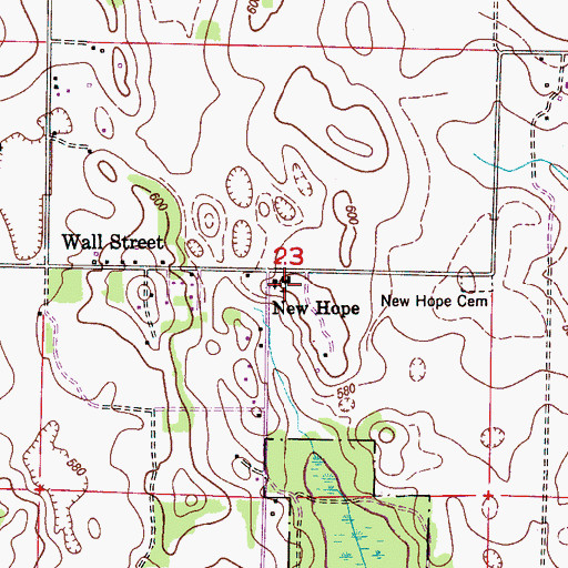 Topographic Map of New Hope, AL