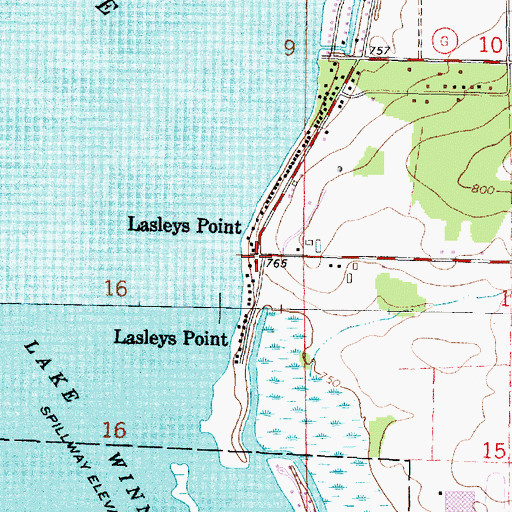 Topographic Map of Lasleys Point, WI