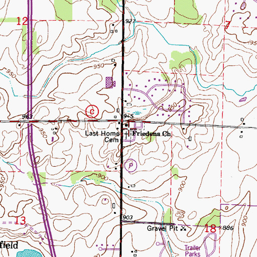 Topographic Map of Last Home Cemetery, WI