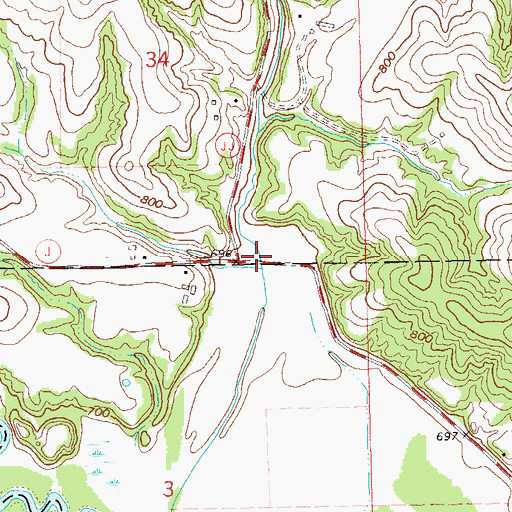 Topographic Map of Latch Valley, WI