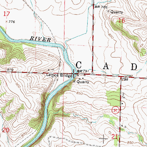 Topographic Map of Lattice Bridge, WI