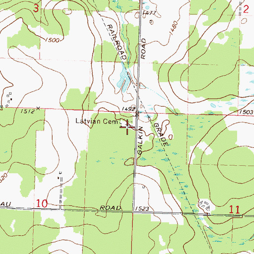 Topographic Map of Latvian Cemetery, WI
