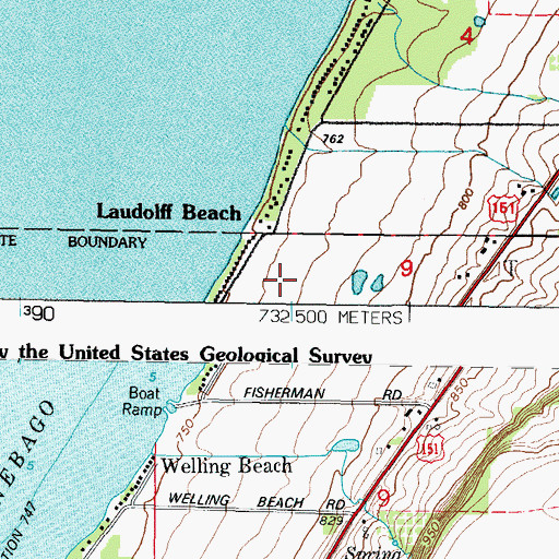 Topographic Map of Laudolff Beach, WI