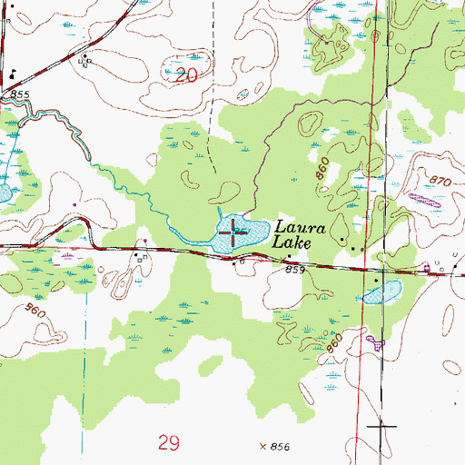 Topographic Map of Laura Lake, WI